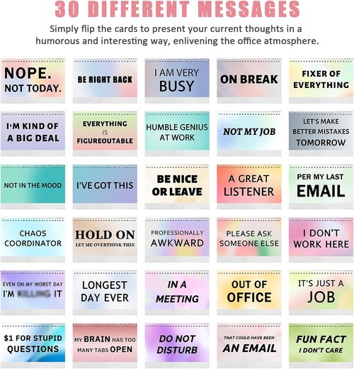 Funny Desk Signs by [Brand Name] - 30 Flip Messages for Office Decor | 5.5 x 8 Inches