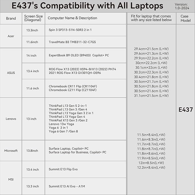 Smatree 13.4 inch Laptop Sleeve for MSI Summit E13 Flip Evo A11MT/A12MT/A13MT, Summit E13 AI Evo A1M, 13 inch Protective Slim Laptop Case with Accessory Pocket, YKK Zipper, Shockproof Design (E437)