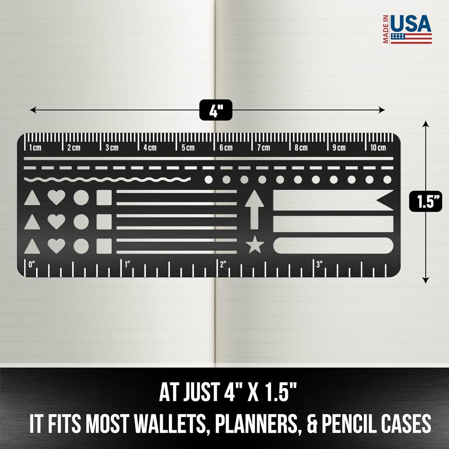 Skiennix Stainless Steel Pocket Journaling Card - Bullet Point & Planner Stencils for A5 Journals