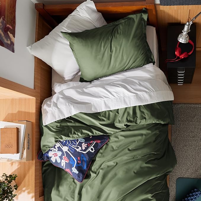 Bedsure Duvet Cover Twin/Twin XL Size - Extra Soft Double Brushed Bedding Set with Zipper Closure, 2 Pieces, Includes 1 Duvet Cover (68"x90") & 1 Pillow Sham, Comforter Not Included, Olive Green