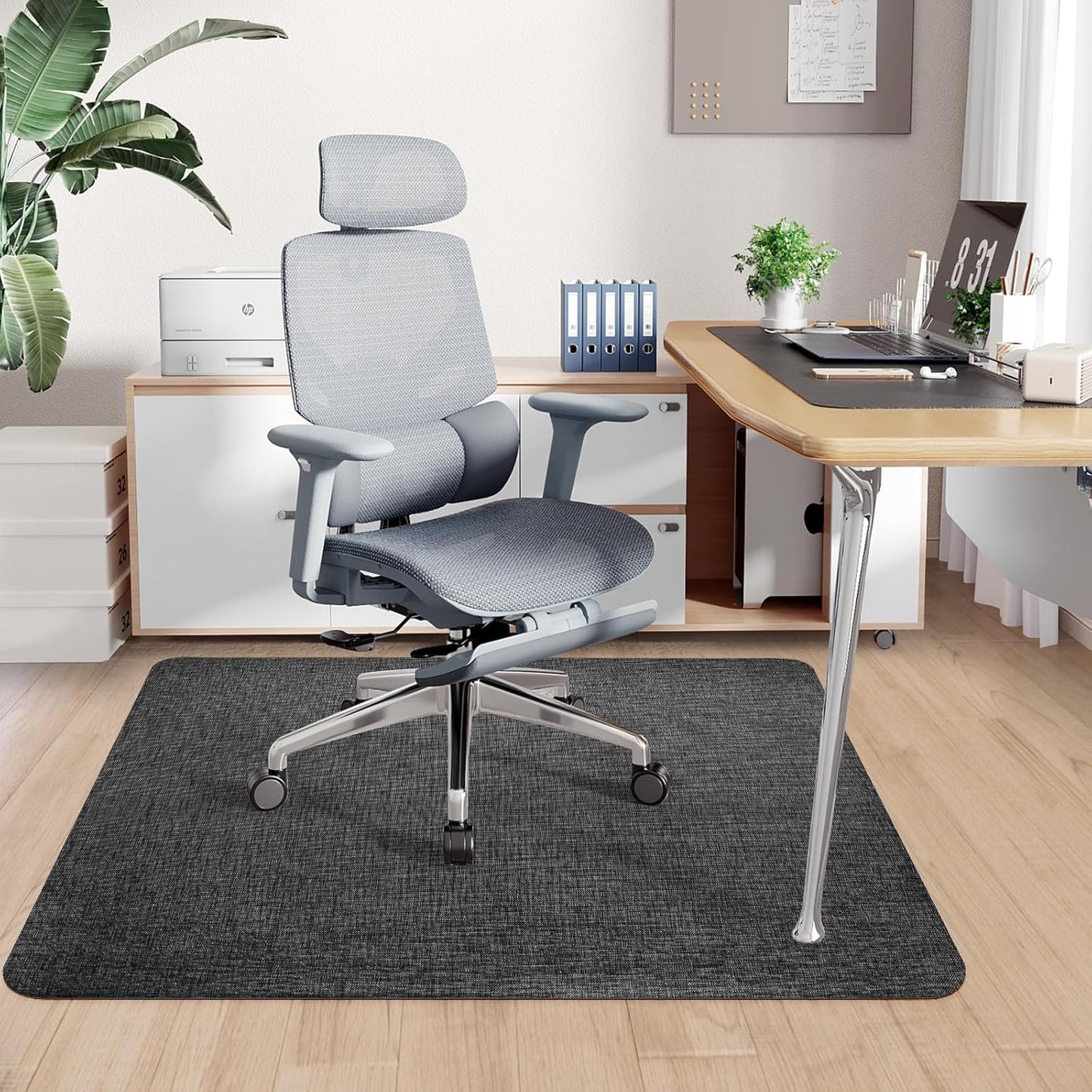 Sycoodeal Office Chair Mat - Heavy Duty Anti-Slip Floor Protector for Hardwood & Tile - Dark Black (48" x 60")