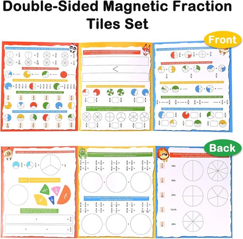 Magnetic Fraction Demonstration Book by [Brand Name] - Hands-On Fraction Tiles & Circles for Kids | Visual Math Learning Set