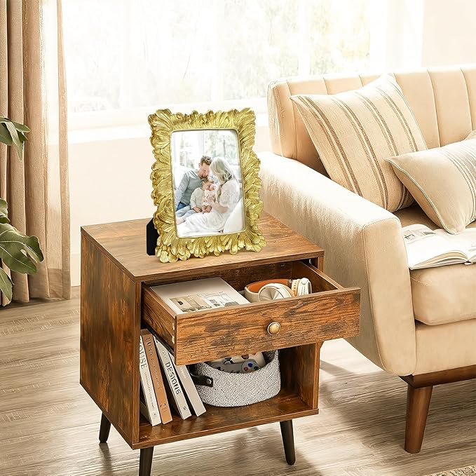 5x7 Vintage Picture Frame Gold, Ornate Leaves Photo Frame with Glass Front, Elegant Picture Frame for Wall or Tabletop Display, Gift ldeas for Home Decor