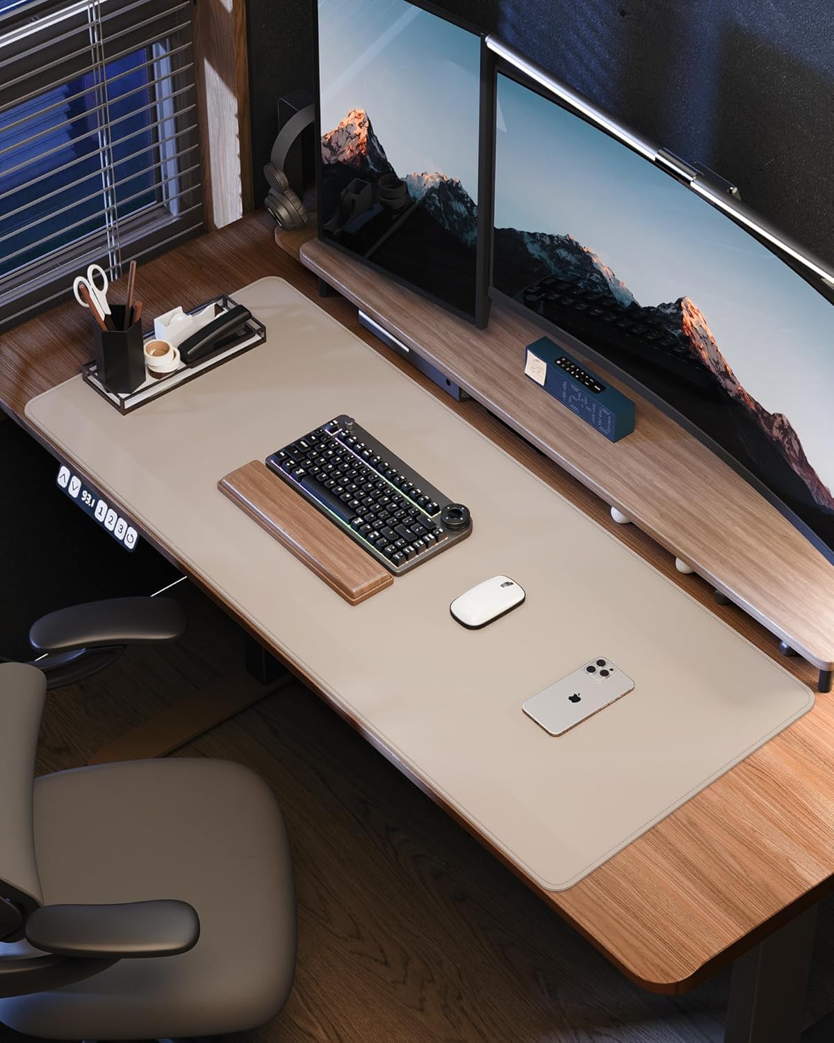 Skiennix Extra Large Desk Mat - 48"x 24" Non-Slip Pad for Office & Home - Perfect for Large Mouse Pads (Beige)