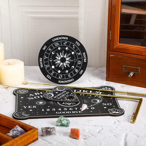 Pendulum Board Dowsing Kit - 3 Wooden Spirit Talking Boards & Crystal Pendulum Necklace | Ghost Hunting Tools