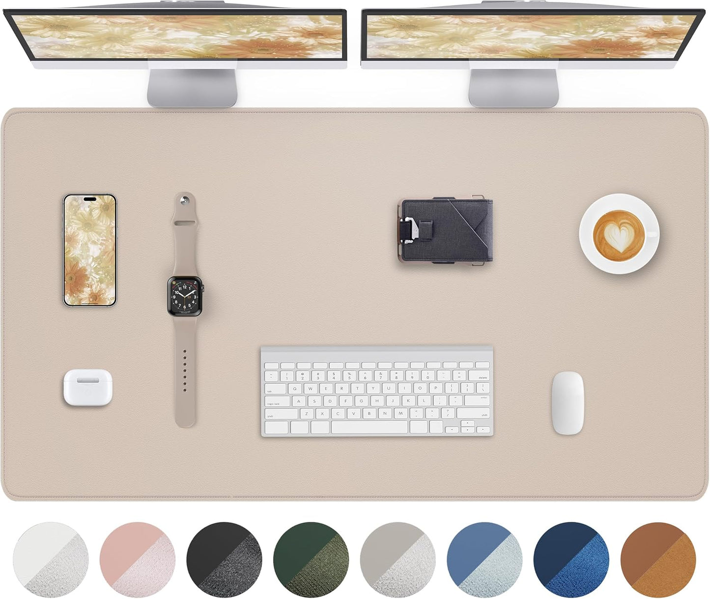 Skiennix Extra Large Desk Mat - 48"x 24" Non-Slip Pad for Office & Home - Perfect for Large Mouse Pads (Beige)