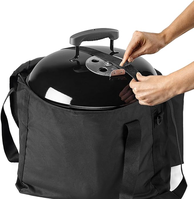 EZ-DONGTENG Portable Grill Carry Bag Compatible with Weber Smokey Joe 14-inch Charcoal Grill and Smokey Joe Premium 14-inch Charcoal Grill, with Pocket, Handle and Shoulder Strap, Black