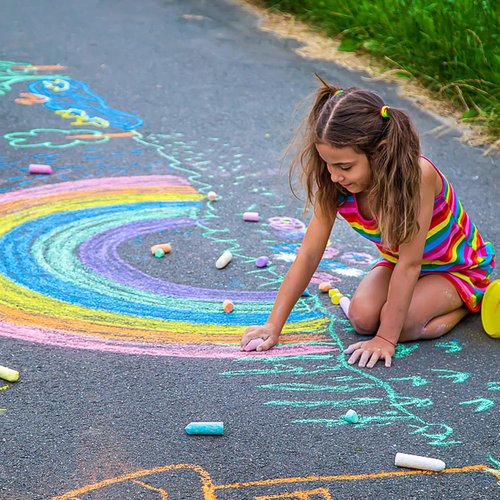 Feela Jumbo Sidewalk Chalk - 72 Pack Non-Toxic Outdoor Chalk Set for Kids | 18 Vibrant Colors