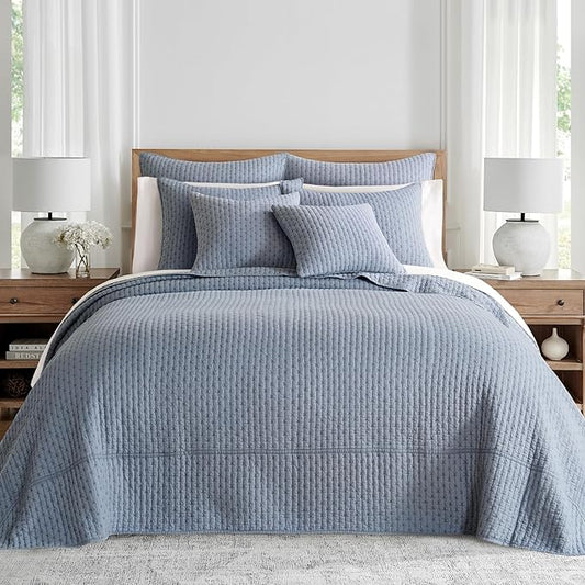 Levtex Home - Cross Stitch Bedspread Set - Queen Bedspread and Two Standard Shams - Cross Stitch Pattern - Bedspread (104X106in.) and Sham (20x26in.) - Cotton