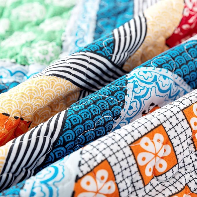 HoneiLife Quilt Set Queen Size - Retro Bedspreads 3-Pieces,Lightweight Coverlets for Queen Bed,Patchwork Bed Cover, Queen Quilt Bedding Set All Season Quilts-Orange
