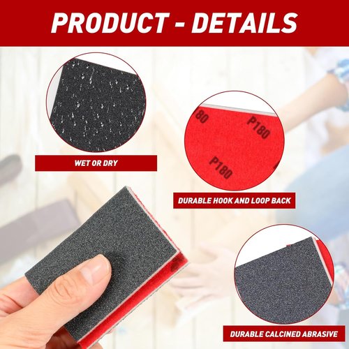 24 Pcs Sanding Sponge by [Brand Name] - 320 Grit Washable & Reusable Blocks for Smooth Finishing