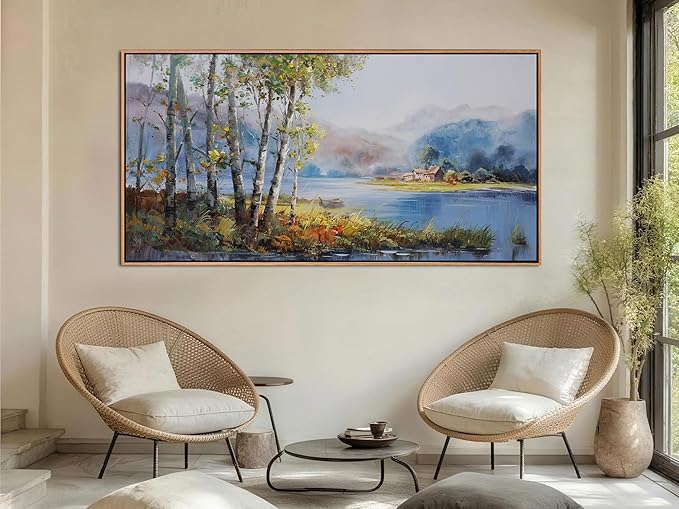 Arjun Framed Forest Picture for Living Room, Wall Art for Bedroom Nature Painting Wall Decor, Office ArtworkHome Dining Room Large 48"x24"