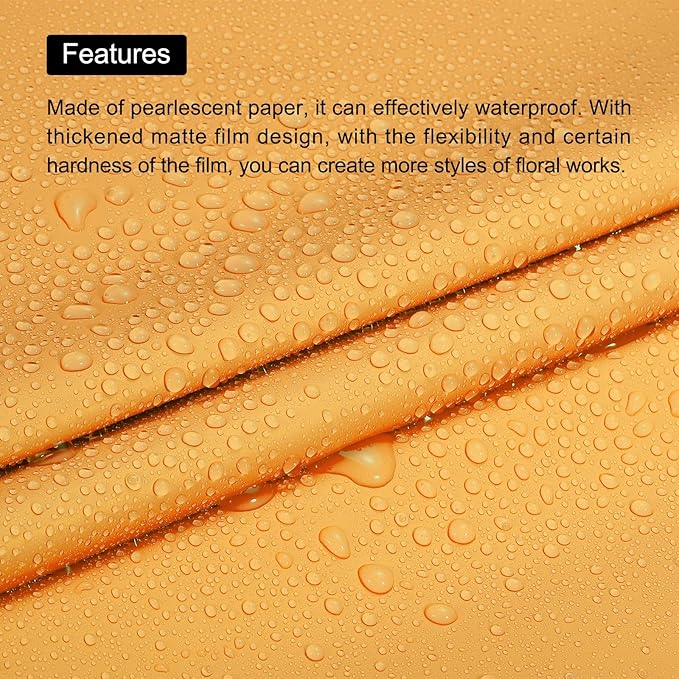MECCANIXITY 20 Pcs Flower Wrapping Paper 22.8x22.8 Inch Waterproof Florists Wrapping Paper for Florist Bouquet Supplies, DIY Crafts, Gift/Gift Box Packaging Yellow