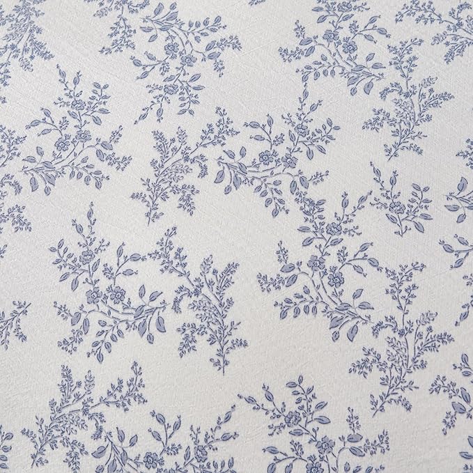 King Comforter Set Floral Soft 3 Pieces Chic Crinkle Gauze Fabric Garden Style Blue Floral Print Botanical Flower Comforter for All Seasons Luxury Warmth Comfy Breathable with 2 Pillowcases