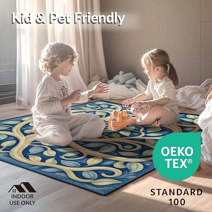 Flatwoven High Traffic Area Rug 5x7, Modern Farmhouse Geometric Terracotta Design, Non Slip, Stain Resistant, Washable Area Rugs for Living Room, Bedroom (Orange, 5x7)