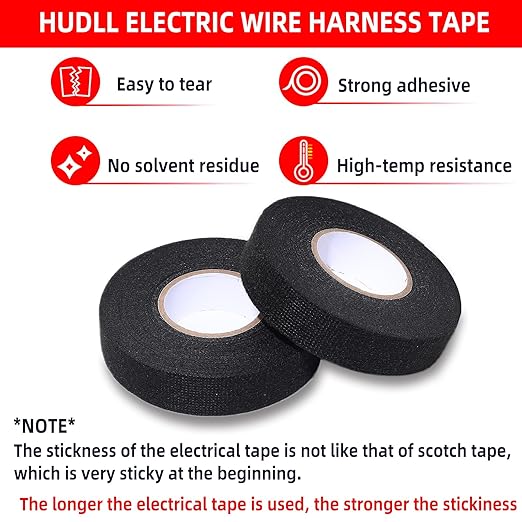 6-Pack Wire Harness Tape,Friction Tape 3/4-Inch by 50-Foot,High Temp Wire Cable Loom Self-Adhesive Tape for Automobile Electrical and Engine Wire Noise Dampening,Audio Wire Harness