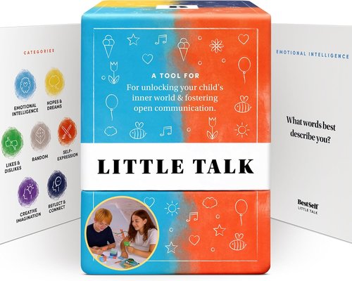 BestSelf Little Talk Conversation Cards - 170 Prompts for Kids' Social Skills | Ages 4-12, ADHD Tools, Family Games