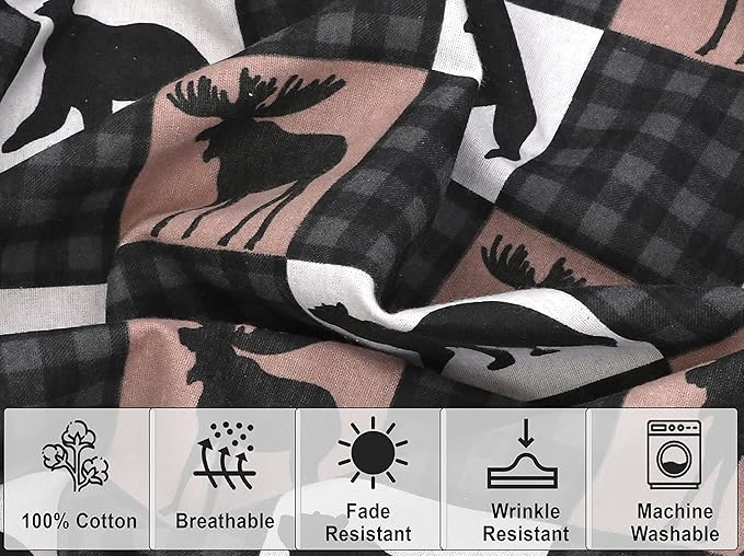 RUVANTI Flannel Sheets Full Size - 100% Cotton Double Brushed Bed Sheets Set, Deep Pockets 16 Inches, All Seasons Breathable & Extra Soft Full Sheets, Warm & Cozy, 4 Piece, Wilderness Plaid