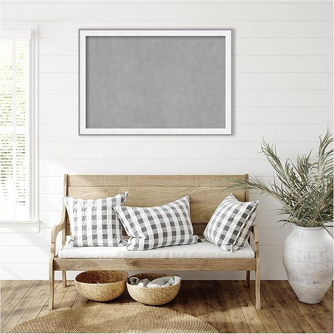 Amanti Art White Framed Magnetic Board 27x39 Large Vision Board for use with Magnets, 100% Metal Sheet to Display Items as Office Decor or for Home Organization in mudroom, Kitchen or Kids Room