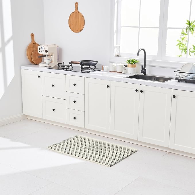Douceur Boho Bath mat for Bathroom Floor Non Slip, Acrylic Blend Cute Bath Mats with Tassels, Quick Dry Bath Rugs Machine Washable, 24" x 36", Grey