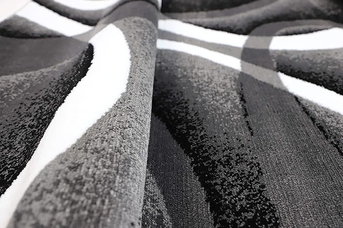 GLORY RUGS Modern Area Rug 4x6 Grey Swirls Carpet Bedroom Living Room Contemporary Dining Accent Sevilla Collection 4816A (Grey)