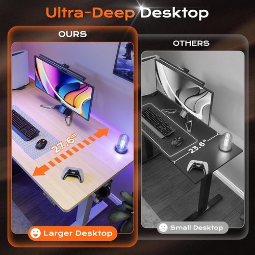 Huuger Large Electric Standing Desk - Height Adjustable with 3 Preset Heights | 55 x 28 Inch Maple Desktop