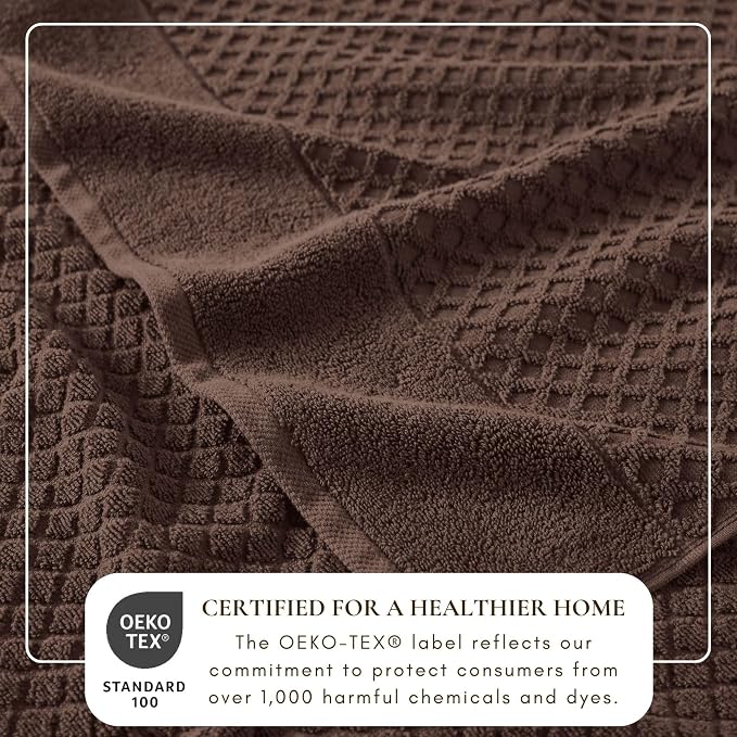 Great Bay Home Bath Towels - 100% Cotton 4 Pack 54x27 Bath Towel Set - Absorbent, Durable, Quick-Dry Towels for Bathroom (Chocolate)