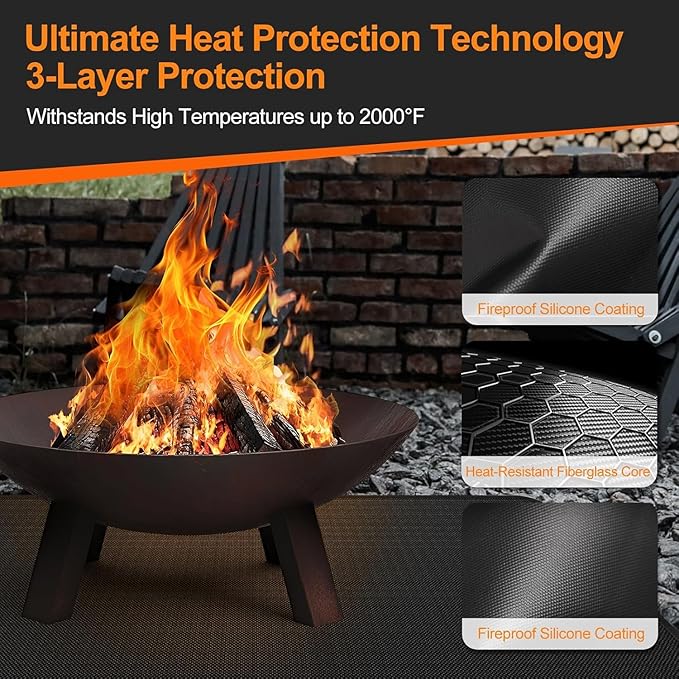 60 x 40 inch Under Grill Mats for Outdoor Grill, Fireproof & Heat Resistant Fiberglass Deck Protector, Waterproof & Oil-Proof BBQ Floor Pad for Deck, Patio, Grass – Easy Clean,Reusable