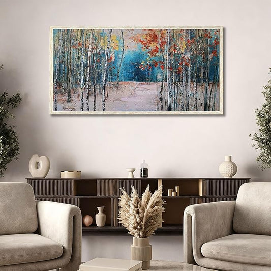 Ardemy Framed Birch Tree Canvas Wall Art for Living Room Large Forest Pictures Wall Decor Paintings Landscaper Nature Artwork Bedroom Dining Room Home Office, 40"x20"