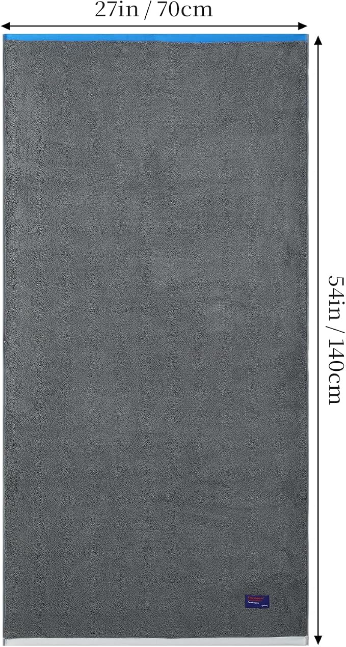 REDKISS 2 Pack Cotton Bath Towels, Soft Absorbent 600 GSM, 27x54 Inch | Quick Dry | Reinforced Stitching | Modern Contrast Border Design | Machine Washable | Bathroom, Gym|Spa & Guest Use | Gray