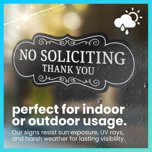 ExcelMark No Soliciting Sign - Premium Quality, Made in the USA | Small 2"x5", Black with White Letters