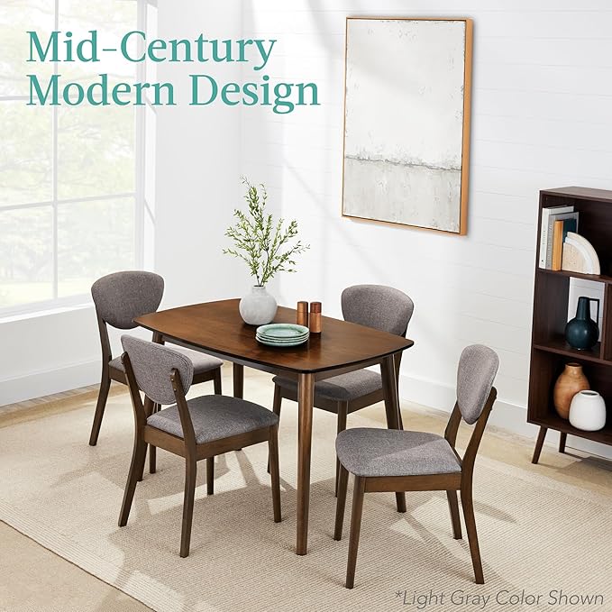 Best Choice Products 5-Piece Dining Set, Compact Mid-Century Modern Table & Chair Set for Home, Apartment w/ 4 Chairs, Padded Seats & Backrests, Wooden Frame - Walnut/Olive Green