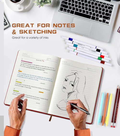 Biuwory Leather Hardcover Journal - 256 Pages A4 Notebook for Writing & Note Taking | Ideal for Travel & Business