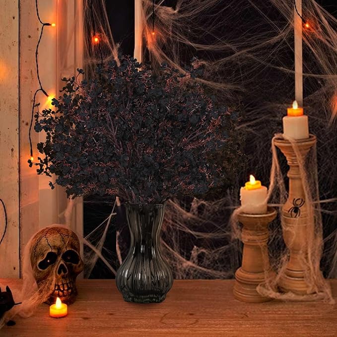 Yastouay Black Artificial Flowers 10 Pcs Fake Flowers Babys Breath Flowers Artificial Bulk, Silk Faux Flowers Stems Decor for Party Wedding Bouquets DIY Home Garden Decor