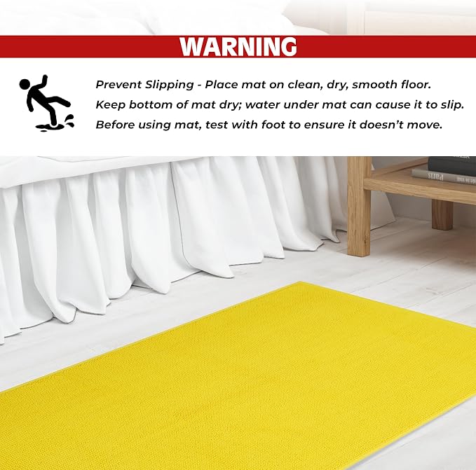 Cotton Paradise 100% Cotton Turkish Bathmat Rug, Soft Absorbent Quick Dry Non Slip, 20x34 Bathmat Rug, Yellow