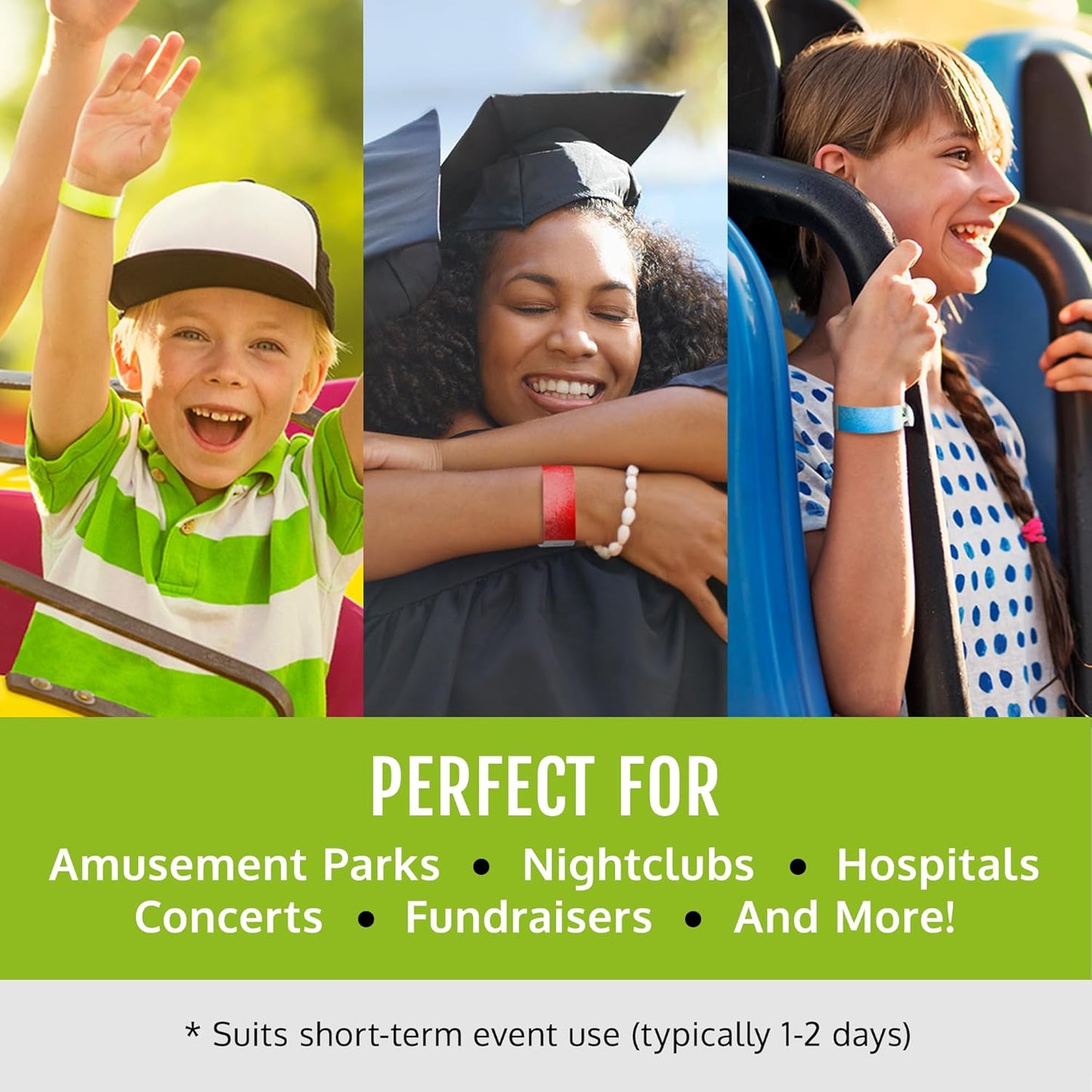 WristCo Black Tyvek Wristbands - Comfortable, Tear-Resistant Paper Bracelets for Events | 600 Count