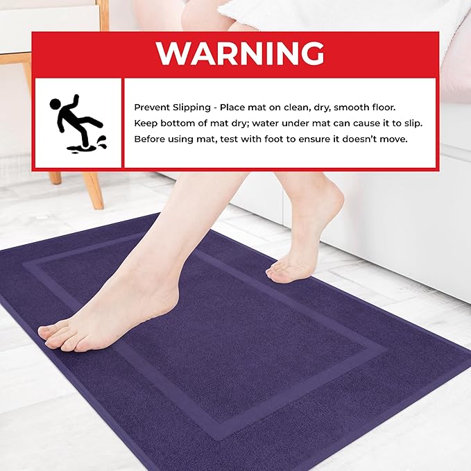 Cotton Paradise 100% Cotton Turkish Bathmat Set, Soft Absorbent Quick Dry, 2 Piece 20x34 Bathmat Floor Set, Violet Purple