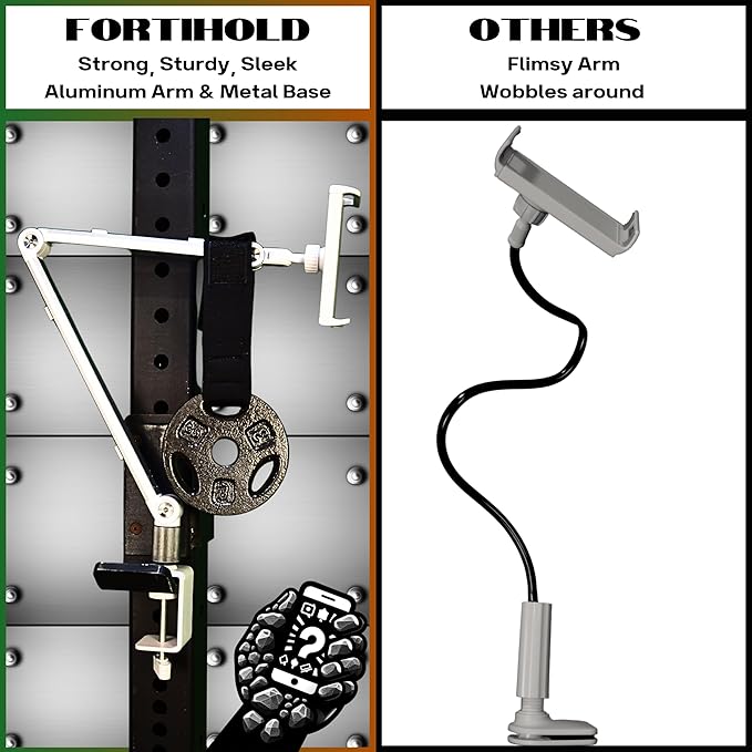 FORTIHOLD Stand for 16 Inch Portable Monitor - Heavy Duty Aluminum Mount with Infinite Angle Adjustment, Built-in Cable Management - Fits iPad Pro 12.9, Tablets, iPhone (Holds 4.7"-16" Devices)