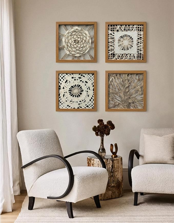 FOLKOR Abstract Wall Art Decor for Home Apartment, 12" Handmade Paper Shadow Box Artwork, Geometric Wall Hanging Plaque for Living Room Bedroom Coffee Book Shop Birthday Housewarming Wedding Gift