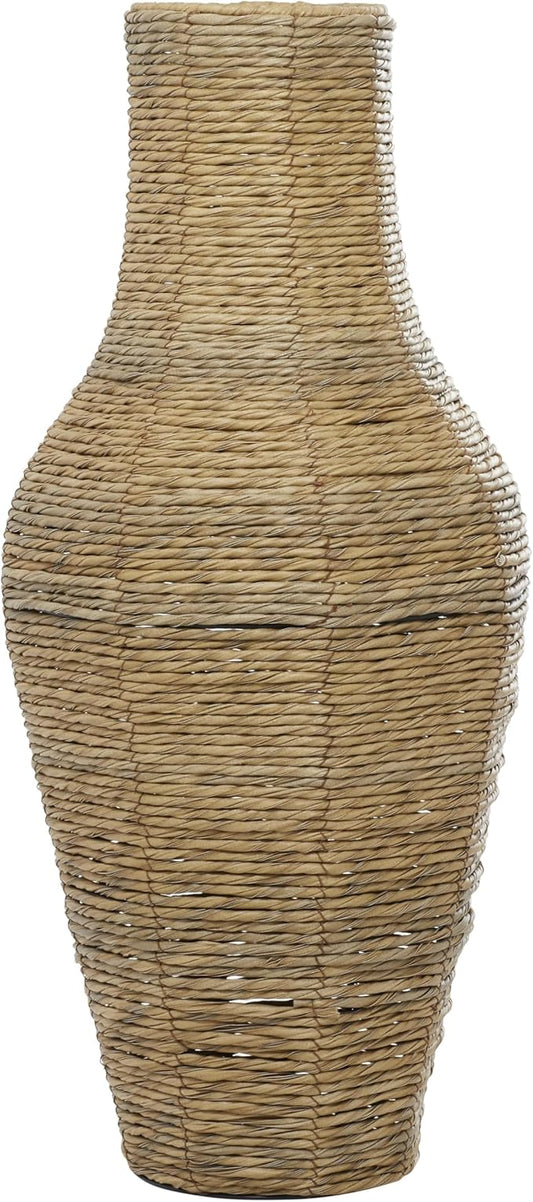 Deco 79 Faux Seagrass Handmade Tall Woven Floor Vase, 12" x 12" x 28", Brown