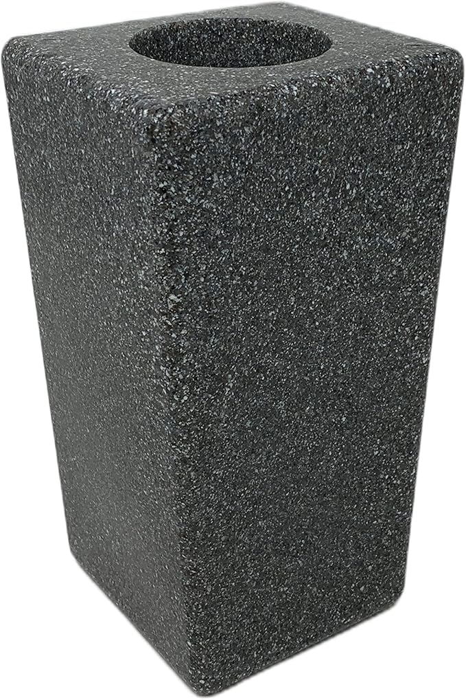 OPTIMUM Square Memorial Cemetery Flower Vase - Plastic (Black Granite) with Metal Ground Spike, Grave Marker, Decorations for Gravesite, Headstone Flowers Holder, Garden Lawn & Yard
