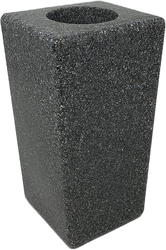 OPTIMUM Square Memorial Cemetery Flower Vase - Plastic (Black Granite) with Metal Ground Spike, Grave Marker, Decorations for Gravesite, Headstone Flowers Holder, Garden Lawn & Yard
