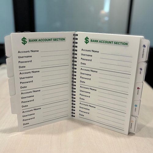 Nokbox Companion Password Book - Organized Password Keeper With Category Tabs for Easy Access