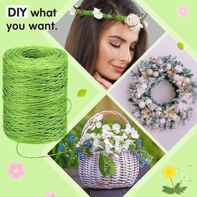 Syhood 673 Feet Floral Vine Bind Wire Rustic Wrapping Wire for Flower Bouquets(Light Green)