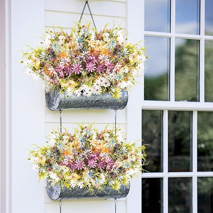 6 Bundles Wildflowers Artificial Flowers Outdoor Fake Daisy UV Resistant Silk Wild Flower Bouquets Bulk Faux Plants Plastic Greenery for Decoration vase Floral Arrangements Home Décor