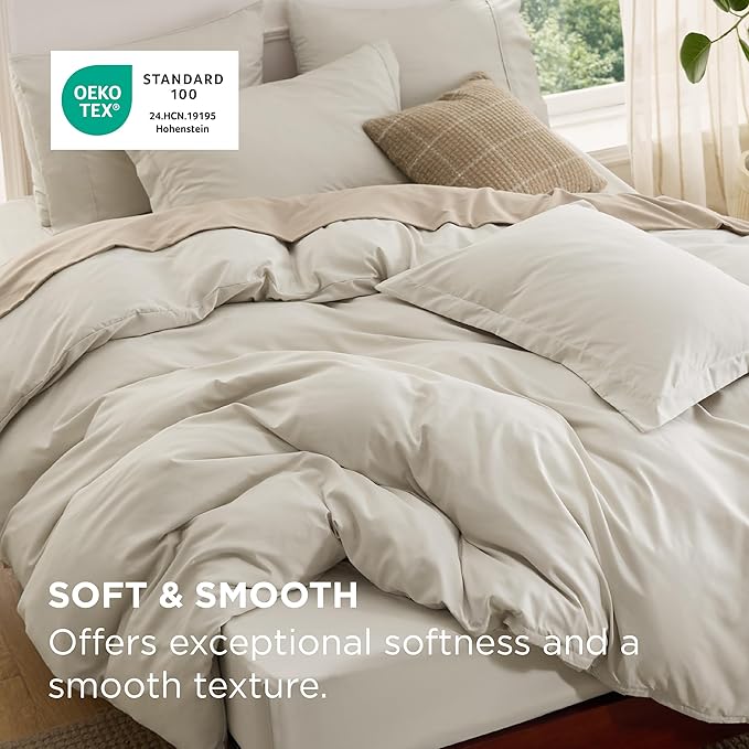 Bedsure Duvet Cover with Fitted Sheet Queen - 6 Pieces, Deep Pocket, Hotel Luxury Soft Double Brushed Bedding Set, 1 Duvet Cover, 1 Fitted Sheet, 2 Pillow Shams, 2 Pillowcases, NO Comforter, Linen
