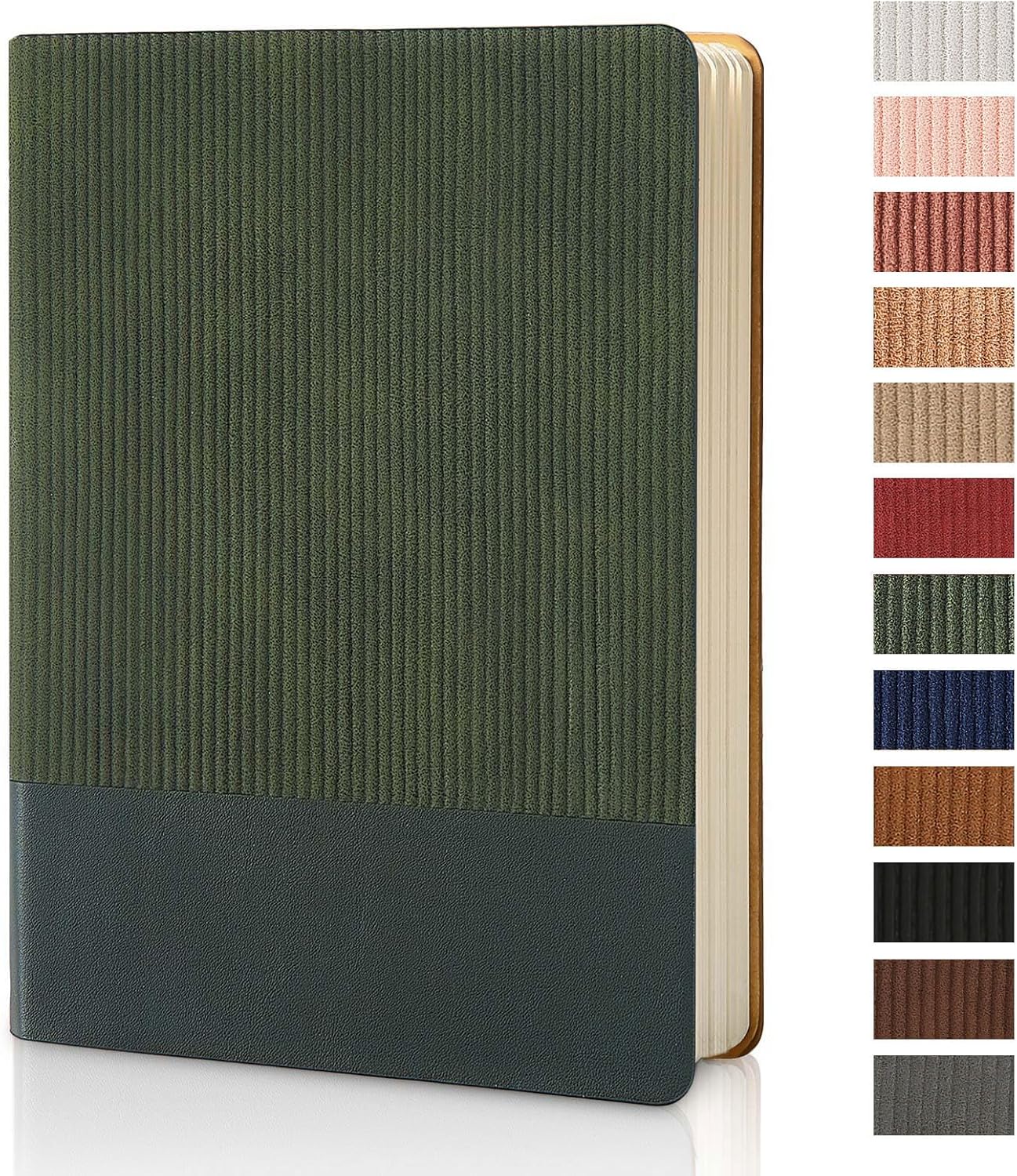 Skiennix Lined Journal Notebook - A5 PU Leather Daily Writing Journal | 216 Pages, Dark Green