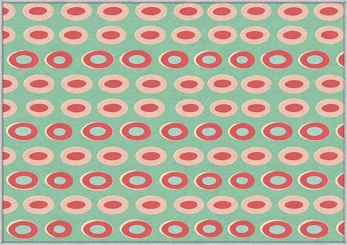 Mid Century Modern Rugs 4x5, Geometric Retro Washable 4 x 5 Area Rug for Living Room, Bedroom, Low Pile Non Slip Stain Resistant Carpet, Mid Century Home Decor Accessories & M918