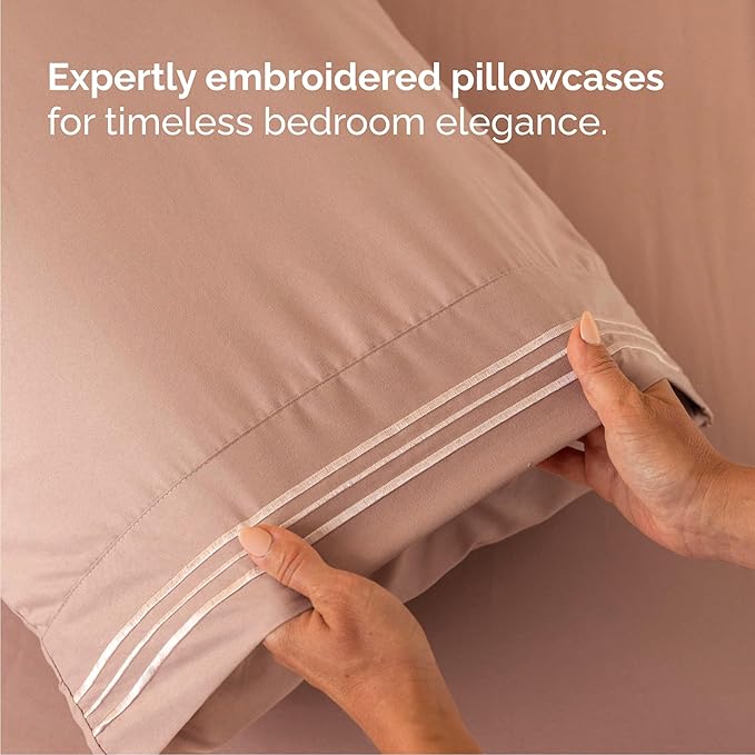 Queen Size 4 Piece Sheet Set - Comfy Breathable & Cooling Bed Sheets Set - Hotel Luxury Bedding for Women, Men, Kids, Teens, Boys & Girls - Deep Pockets, Ultra-Soft, Wrinkle Free - Oeko-Tex - Mauve