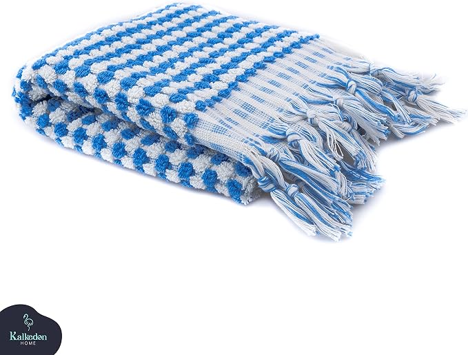 Organic Turkish Cotton Hand Towels for Bathroom | Oversized - 17 x 35 Inches | Large Soft Plush Fluffy Highly Absorbent Towels for Kitchen, Hand and Face (Sky Blue, Hand Towel)